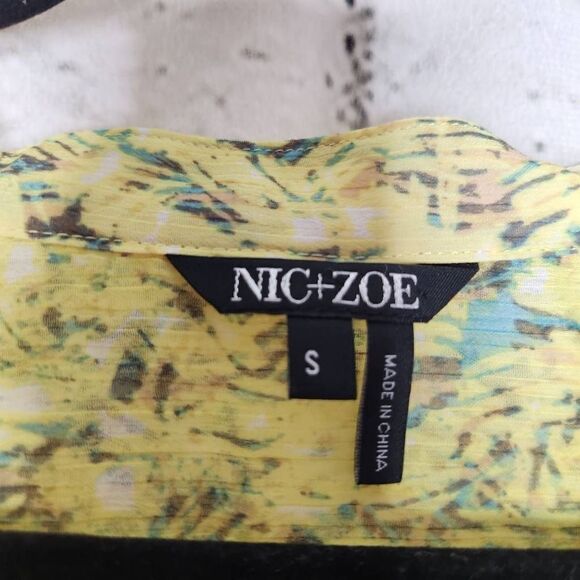 Nic + Zoe Printed Split V-Neck Hi-Low Hem Tunic Top Yellow Small - Picture 14 of 14